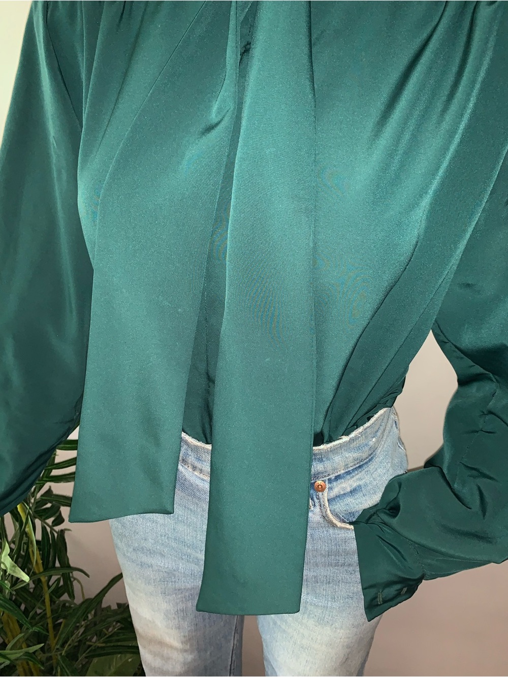 v i n t a g e :: Pendleton Neck Tie Secretary Blouse - Picture 11 of 12